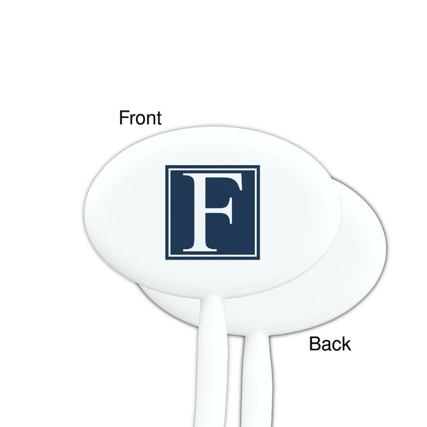 Horizontal Stripe White Plastic 7" Stir Stick - Single Sided - Oval - Front & Back