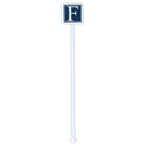 Horizontal Stripe White Plastic Stir Stick - Single Sided - Square - Single Stick
