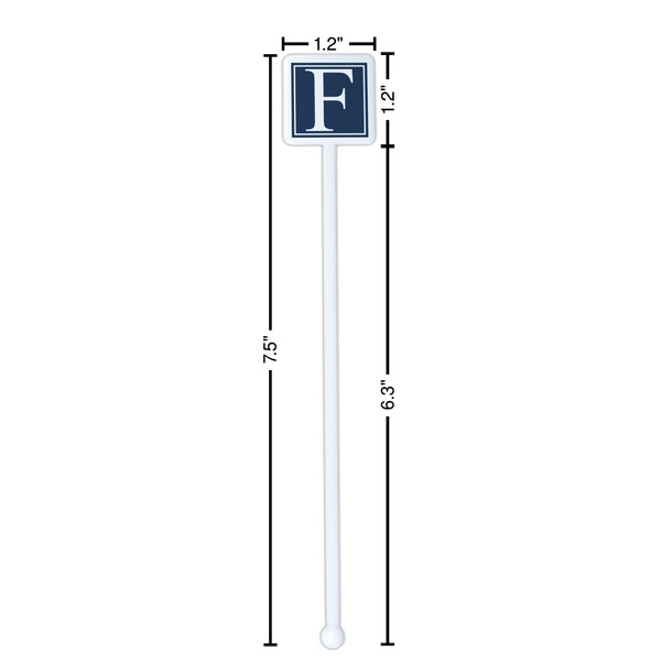 Horizontal Stripe White Plastic Stir Stick - Square - Dimensions