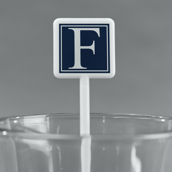 Horizontal Stripe White Plastic Stir Stick - Square - Main