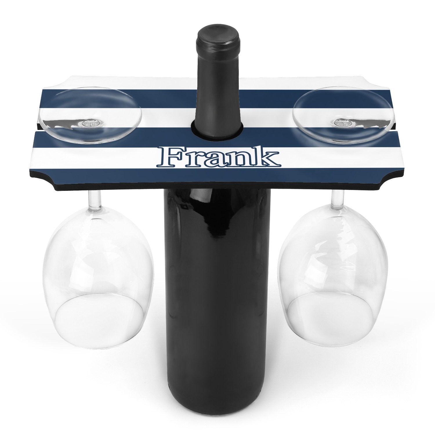 Custom Horizontal Stripe Wine Bottle & Glass Holder (Personalized