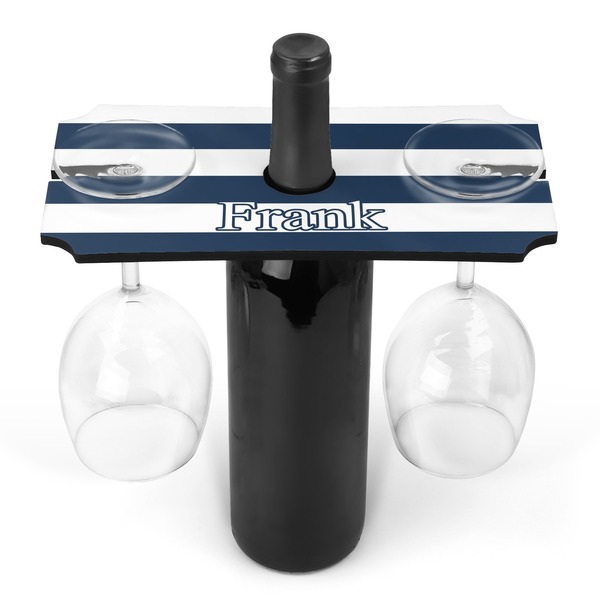 Custom Horizontal Stripe Wine Bottle & Glass Holder (Personalized)