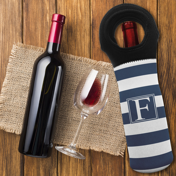 Horizontal Stripe Wine Tote Bag - FLATLAY