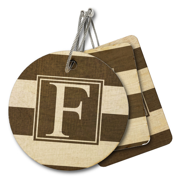 Custom Horizontal Stripe Wood Luggage Tag (Personalized)