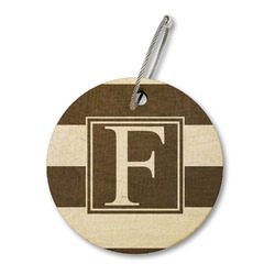 Horizontal Stripe Wood Luggage Tag - Round (Personalized)