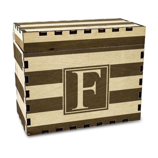 Custom Horizontal Stripe Wood Recipe Box - Laser Engraved (Personalized)