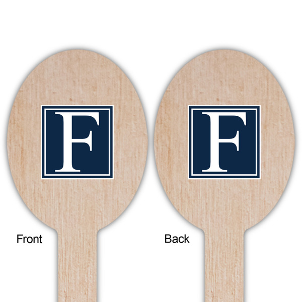 Horizontal Stripe Wooden Food Pick - Oval - Double Sided - Front & Back