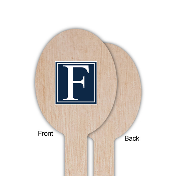 Horizontal Stripe Wooden Food Pick - Oval - Single Sided - Front & Back