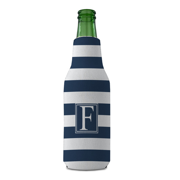 Horizontal Stripe Zipper Bottle Cooler - FRONT (bottle)