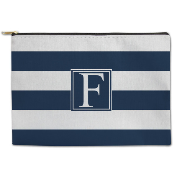 Custom Horizontal Stripe Zipper Pouch - Large - 12.5"x8.5" (Personalized)