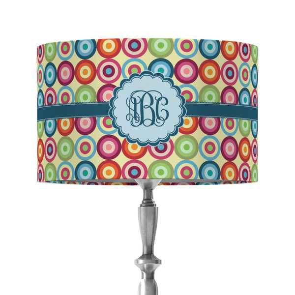 Retro Circles 12" Drum Lampshade - ON STAND (Fabric)