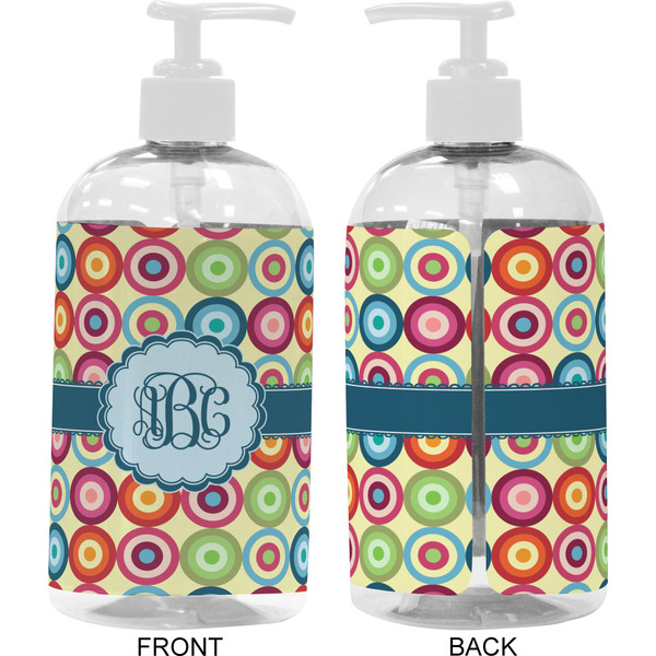 Retro Circles 16 oz Plastic Liquid Dispenser- Approval- White