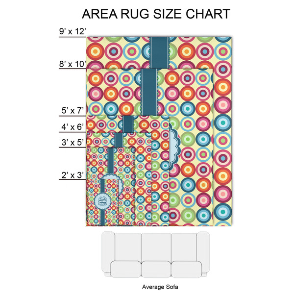 Retro Circles 2'x3' Indoor Area Rugs - Size Chart