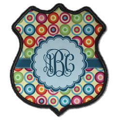 Retro Circles Iron On Shield Patch C w/ Monogram