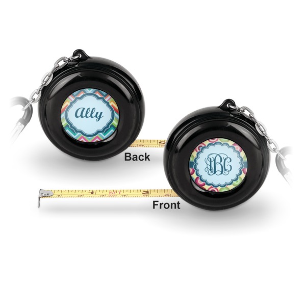 Retro Circles 6-Ft Pocket Tape Measure with Carabiner Hook - Front and Back