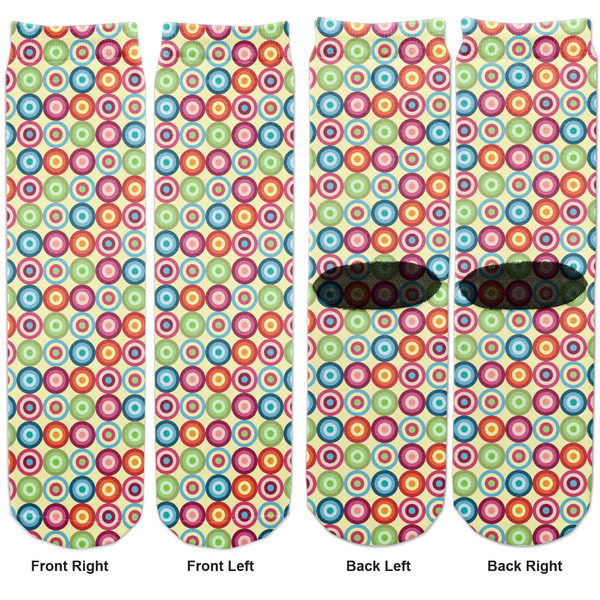 Retro Circles Adult Crew Socks - Double Pair - Front and Back - Apvl