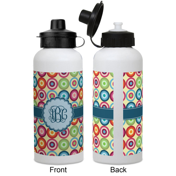Retro Circles Aluminum Water Bottle - White APPROVAL