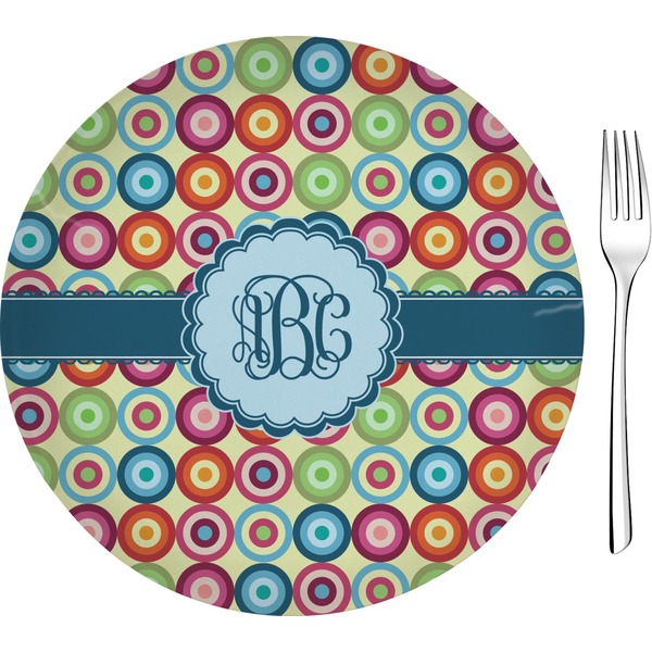 Custom Retro Circles 8" Glass Appetizer / Dessert Plates - Single or Set (Personalized)