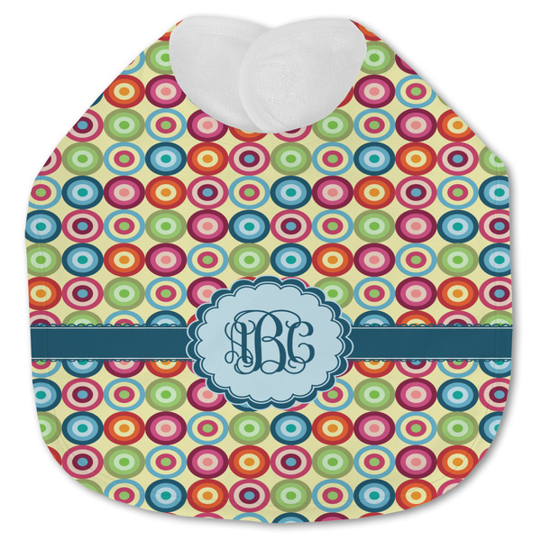 Custom Retro Circles Jersey Knit Baby Bib w/ Monogram