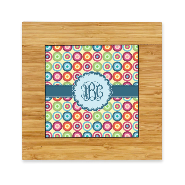 Custom Retro Circles Bamboo Trivet with Ceramic Tile Insert (Personalized)
