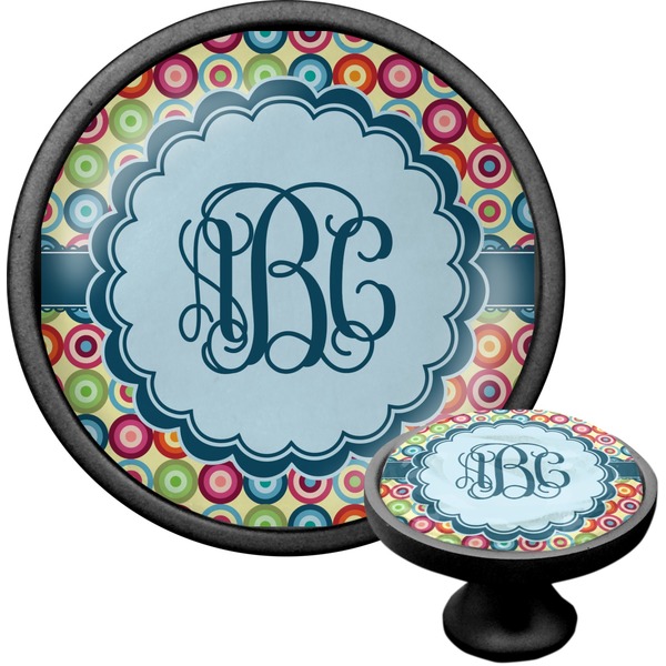 Custom Retro Circles Cabinet Knob (Black) (Personalized)