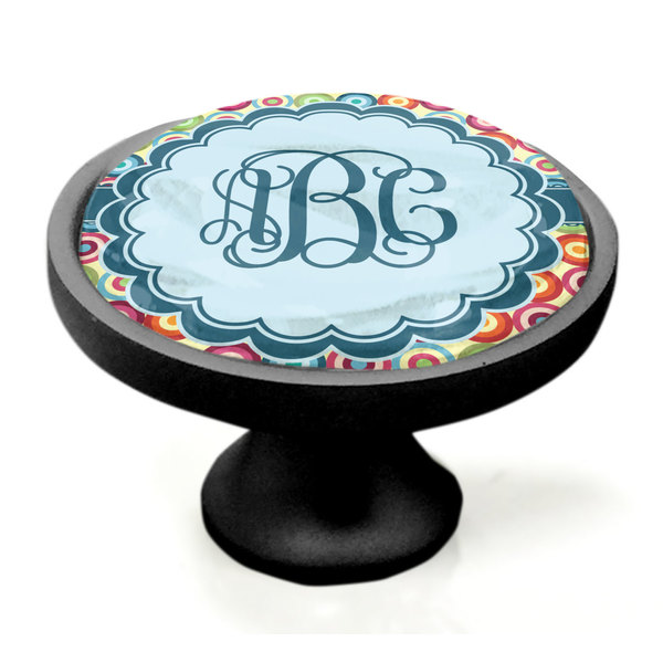 Retro Circles Black Custom Cabinet Knob (Side)