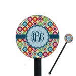 Retro Circles 5.5" Round Plastic Stir Sticks - Black - Single Sided (Personalized)