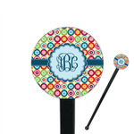Retro Circles 7" Round Plastic Stir Sticks - Black - Double Sided (Personalized)