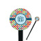 Retro Circles 7" Round Plastic Stir Sticks - Black - Single Sided (Personalized)