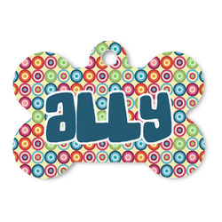 Retro Circles Bone Shaped Dog ID Tag (Personalized)