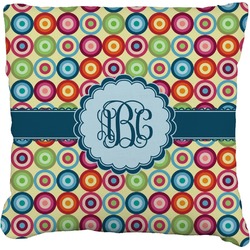 Retro Circles Faux-Linen Throw Pillow 16" (Personalized)