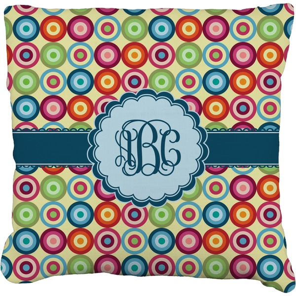 Custom Retro Circles Faux-Linen Throw Pillow 16" (Personalized)