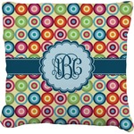 Retro Circles Faux-Linen Throw Pillow 18" (Personalized)