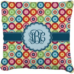 Retro Circles Faux-Linen Throw Pillow 18" (Personalized)