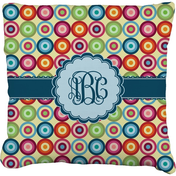 Custom Retro Circles Faux-Linen Throw Pillow 18" (Personalized)