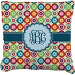 Retro Circles Faux-Linen Throw Pillow (Personalized)