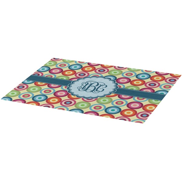 Retro Circles Burlap Placemat (Angle View)