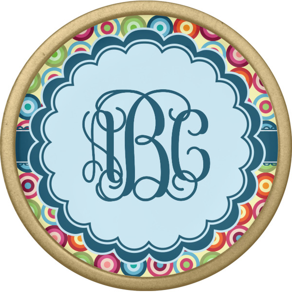 Retro Circles Cabinet Knob - Gold - Front