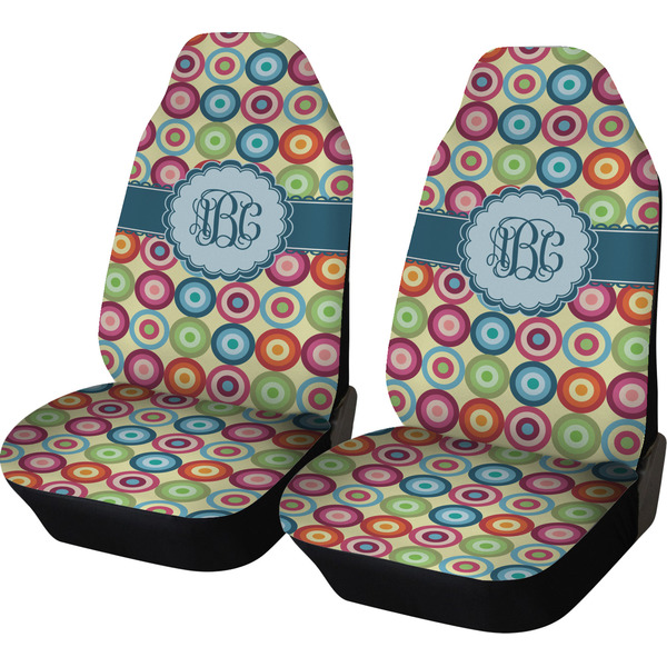 Custom Retro Circles Car Seat Covers (Set of Two) (Personalized)
