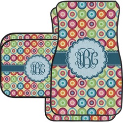 Retro Circles Car Floor Mats Set - 2 Front & 2 Back (Personalized)