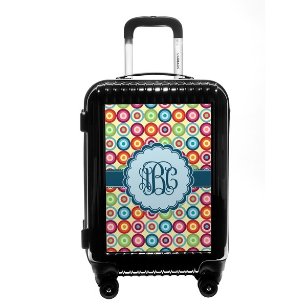 Custom Retro Circles Carry On Hard Shell Suitcase (Personalized)