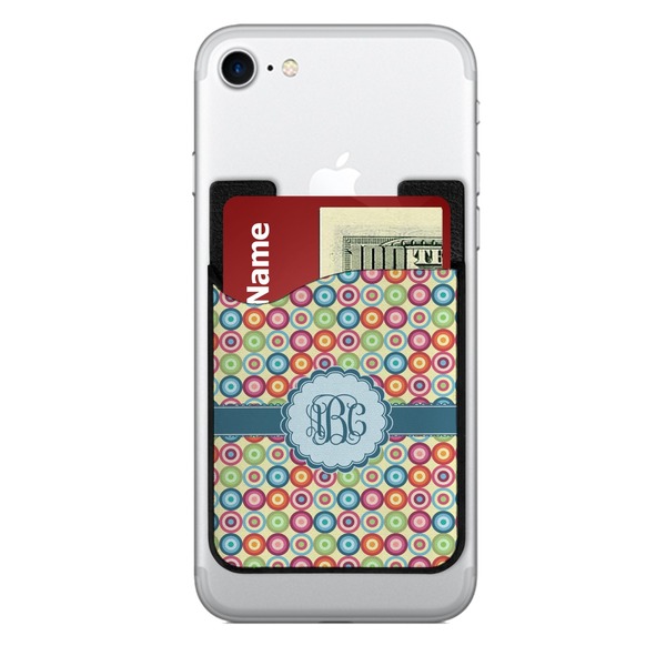 Custom Retro Circles 2-in-1 Cell Phone Credit Card Holder & Screen Cleaner (Personalized)
