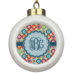 Retro Circles Ceramic Ball Ornament (Personalized)