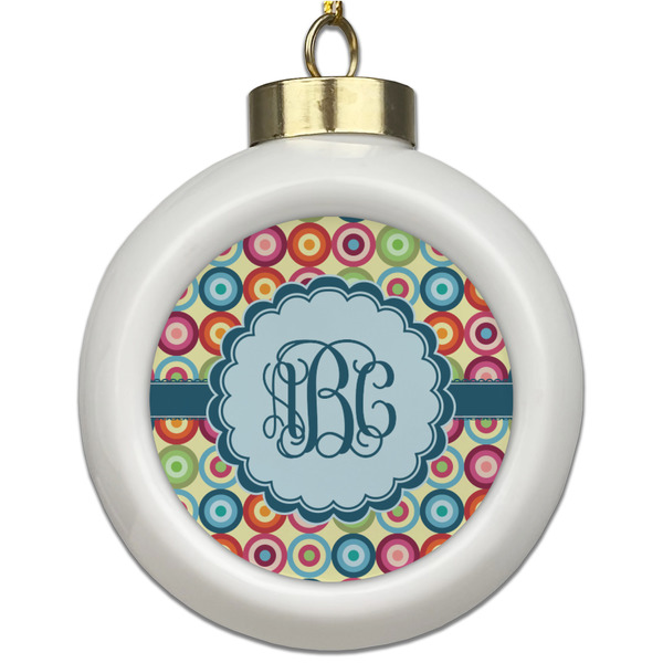 Custom Retro Circles Ceramic Ball Ornament (Personalized)