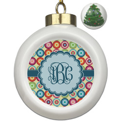 Retro Circles Ceramic Ball Ornament - Christmas Tree (Personalized)