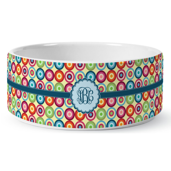 Retro Circles Ceramic Dog Bowl - Medium - Front