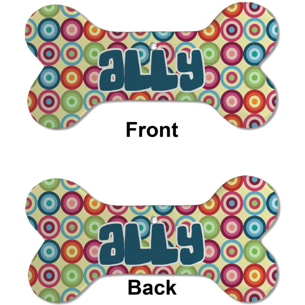 Retro Circles Ceramic Flat Ornament - Bone Front & Back (APPROVAL)