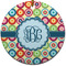 Retro Circles Round Ceramic Ornament w/ Monogram