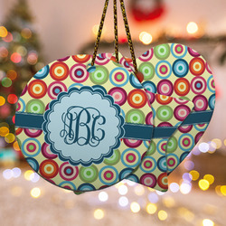 Retro Circles Ceramic Ornament w/ Monogram