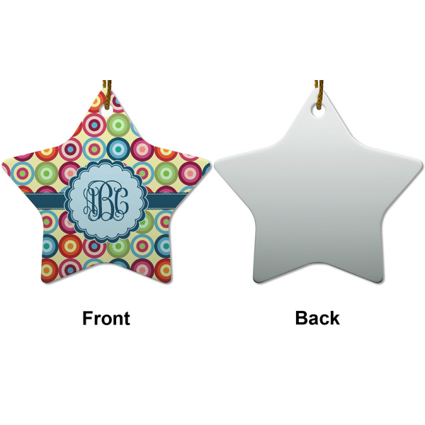 Retro Circles Ceramic Flat Ornament - Star Front & Back (APPROVAL)